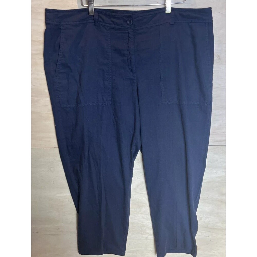 Eileen Fisher Pants Slacks Size 16 Navy Blue Organic Cotton Crop Tapered Leg